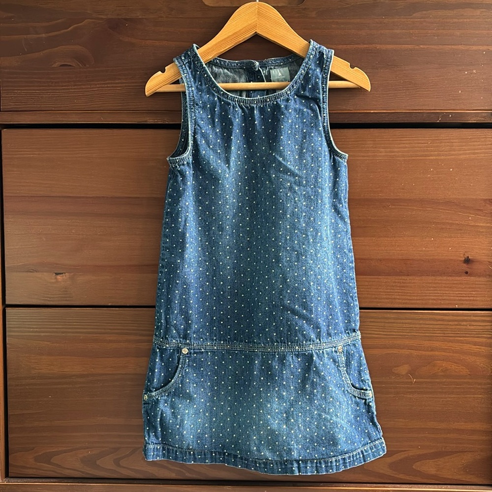 5T Gap polka dots jeans dress